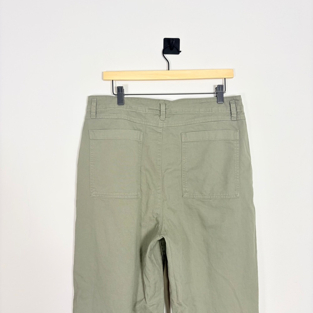 GAP Women 14 Loose Khaki Cotton Pants Mesculen Green Wide Leg Casual Office - Picture 6 of 9